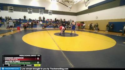 172 lbs Round 2 - Connor Harwood, Spokane Wrestling vs Dexter Flores, Inland Northwest Wrestling Training Center