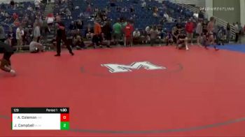 129 lbs Cons. Round 4 - Austin Coleman, Ares vs Jonathan Campbell, Walsh Jesuit Warriors