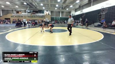 110 lbs Semifinal - Olivia Maxey-Ladson, Life Christian Academy (Girls) vs Marina Jimenez-Gonzalez, Kelso (Girls)