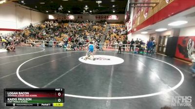 90 lbs Semifinal - Logan Bacon, Shoshoni Junior High School vs Kaidis Paulson, Cody Middle School