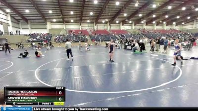 96 lbs Cons. Round 2 - Sawyer Mayberry, Sky View JH Wrestling Club vs Parker Yorgason, Fremont Wrestling Club