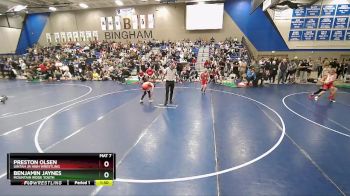 92 lbs Champ. Round 2 - Preston Olsen, Uintah Jr High Wrestling vs Benjamin Jaynes, Mountain Ridge Youth