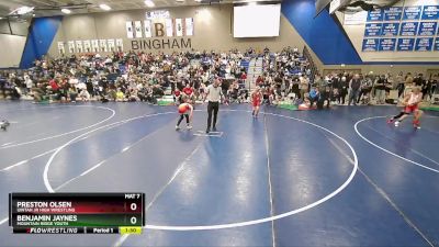 92 lbs Champ. Round 2 - Preston Olsen, Uintah Jr High Wrestling vs Benjamin Jaynes, Mountain Ridge Youth