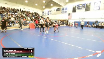 157 lbs Cons. Round 2 - Jony Barbosa, Redondo Union High School Wres vs Luke Linares, Santa Margarita Catholic High