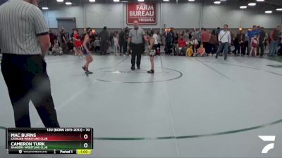 70 lbs Champ. Round 2 - Cameron Turk, Rangers Wrestling Club vs Mac Burns, Cavalier Wrestling Club