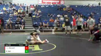 109 lbs Cons. Round 2 - Landon Jay Maxwell, Greenwood Wrestling Club vs Myles Belt, North Posey Wrestling Club