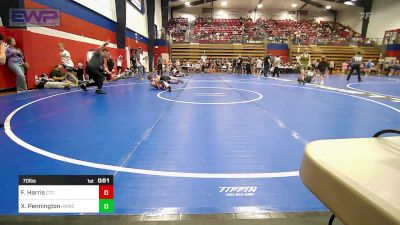 70 lbs Semifinal - Fysher Harris, Chandler Takedown Club vs Xylin Pennington, Henryetta Knights Wrestling Club