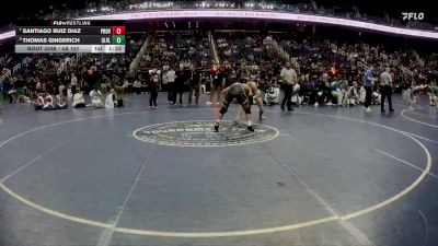 4A 157 lbs Semifinal - Thomas Gingerich, Green Level vs Santiago Ruiz Diaz, Providence High School