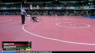 106 lbs Champ - Round 1 (16 Team) - Josiah Pagan, Liberty vs Bodhi Detwiler, Eastern View