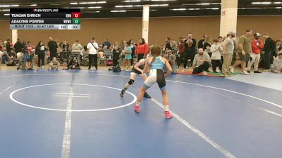 62-67 lbs Champ. Round 1 - Teagan Ehrich, Gladiator Wrestling Academy vs Adalynn Porter, Willard Youth Wrestling Club