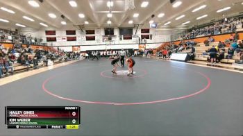 120-125 lbs Round 1 - Kim Weber, Lander Middle School vs Hailey Gines, Powell Middle School