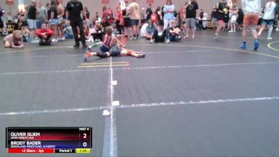 65 lbs Round 2 - Brody Bader, Siouxland Wrestling Academy vs Oliver Gliem, Apex Wrestling