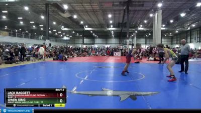 138 lbs Semis (4 Team) - Jack Baggett, NORTH CAROLINA WRESTLING FACTORY - BLUE vs Owen King, GREAT BRIDGE WRESTLING CLUB