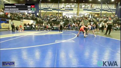 64 lbs Consi Of 8 #2 - Brogan Paul, Midwest City Bombers Youth Wrestling Club vs Reed Musgrove, Harrah Little League Wrestling