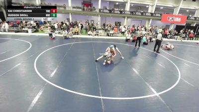 16U Boys - 120 lbs Cons. Round 1 - Hudson Droll, Mandan Wrestling Club vs Kai Christiansen, Team Idaho Wrestling Club