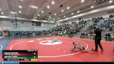 75 lbs Cons. Semi - Urijah Grover, Sheridan Wrestling Club vs Bryson Lopez, High Plains Thunder Wrestling Club