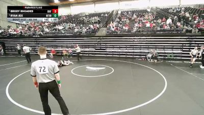 4A 144 lbs Quarterfinal - Brody Rhoades, Uintah vs Ryan Jex, Mt View