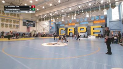 106 lbs Cons. Semi - Natalie Radecki, Caravel Academy vs Julian Phillips, William Penn H.S.