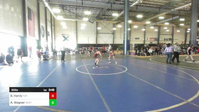 90 lbs Consi Of 8 #2 - Braxten Hardy, Top Fuelers WC vs Aaragon Wagner, West Valley Junior Eagles