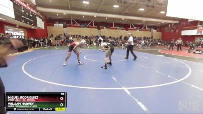 115 lbs Champ. Round 3 - Miguel Rodriguez, James Logan High School vs William Harvey, Maria Carrillo High School