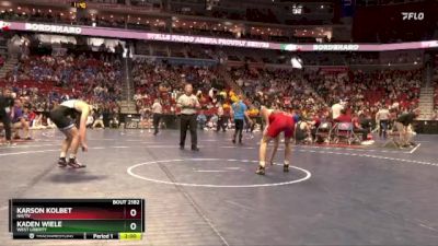 2A-157 lbs Champ. Round 2 - Kaden Wiele, West Liberty vs Karson Kolbet, NH/TV