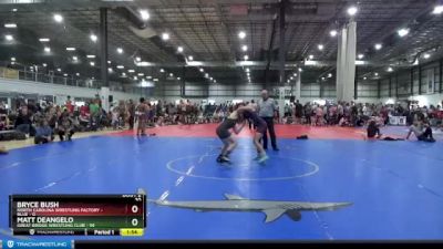 100 lbs Semis (4 Team) - Bryce Bush, NORTH CAROLINA WRESTLING FACTORY - BLUE vs Matt DeAngelo, GREAT BRIDGE WRESTLING CLUB