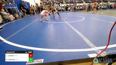 55 lbs Round Of 16 - Joey Jabben, Caney Valley Wrestling vs Bentlee Egleston, Claremore Wrestling Club