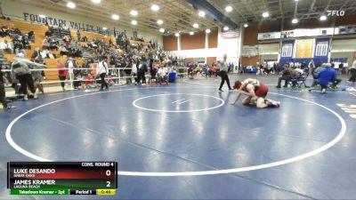 165 lbs Cons. Round 4 - James Kramer, Laguna Beach vs Luke Desando, Great Oaks