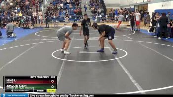 220 lbs Cons. Round 2 - Ming Li, Servite vs Joaquin Klein, Charter Oak Youth Wrestling