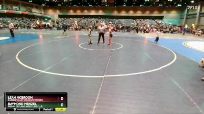 69-72 lbs Round 5 - Raymond Menzel, Fallon Outlaws Wrestling Club vs Leah McBroom, Carson Valley Wildcats Wrestli