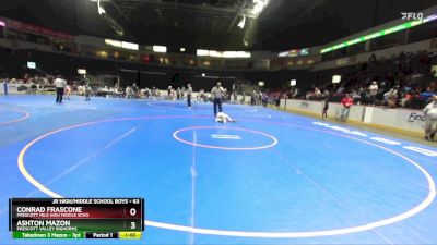 63 lbs Quarterfinal - Ashton Mazon, Prescott Valley Bighorns vs Conrad Frascone, Prescott Mile High Middle Scho