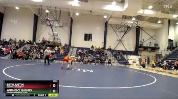 133 lbs Quarterfinal - Seth Justin, Cleary University vs Anthony Hughes, Marian University (IN)