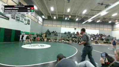140 lbs Cons. Round 2 - Kadence Powell, Greybull/Riverside vs Kabree Ziegler, Pinedale