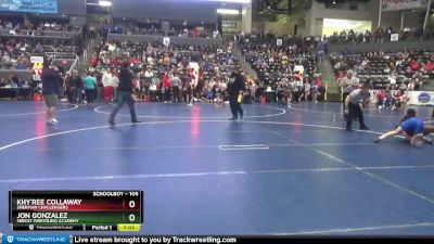 105 lbs Champ. Round 2 - Jon Gonzalez, Sebolt Wrestling Academy vs Khy`ree Collaway, Sherman Challengers