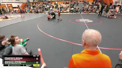 67 lbs Champ. Round 1 - Brennan Zimmerman, Worland Wrestling Club vs Francisco Roman, Riverton USA Wrestling