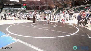 40 lbs 3rd Place - Jaxson Gregory, Tulsa Blue T Panthers vs Ryker Needham, Coweta Tiger Wrestling