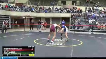 114 lbs Champ. Round 2 - Riley Luedke, Winnebago Lutheran Academy vs Kassandra Mueller, Holmen