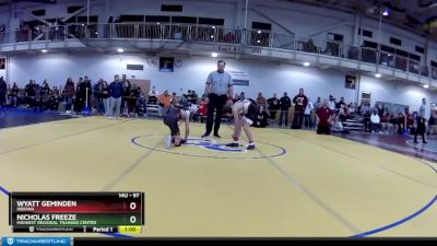 97 lbs Champ. Round 2 - Nicholas Freeze, Midwest Regional Training Center vs Wyatt Geminden, Indiana