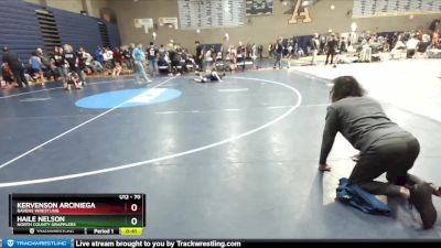 70 lbs Cons. Semi - Kervenson Arciniega, Ravens Wrestling vs Haile Nelson, North County Grapplers