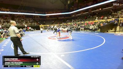 144 Class 4 lbs Cons. Round 1 - Evan Porter, Northwest (Cedar Hill) vs Owen Mccracken, Francis Howell Central