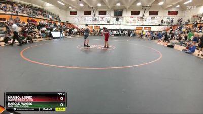 220 lbs Cons. Round 2 - Marisol Lopez, Riverton Middle School vs Harold Wages, Cody Middle School