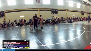 117 lbs Quarterfinal - Braxton Gibson, Daleville Broncos Wrestling Club vs Khloe Weber, Mooresville Wrestling Club