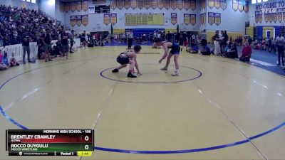 106 lbs Champ. Round 2 - Rocco Duygulu, Mocco Wrestling vs Brentley Crawley, Alpha