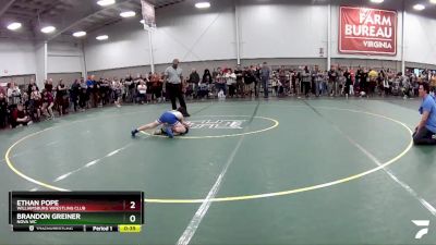 74 lbs Champ. Round 2 - Ethan Pope, Williamsburg Wrestling Club vs Brandon Greiner, Nova WC