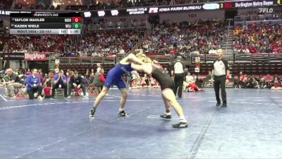 2A-157 lbs Quarterfinal - Kaden Wiele, West Liberty vs Taylor Mahler, Hampton-Dumont-CAL