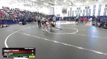 115 lbs Cons. Round 2 - Amy Yuan, Gabrielino vs Brinelly Franco, Downey