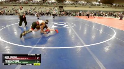 100 lbs 3rd Place Match - Jase Adkins, Lexington Youth Wrestling Club-A vs Kingsley Ross, Carl Junction Take Down Club-AAA