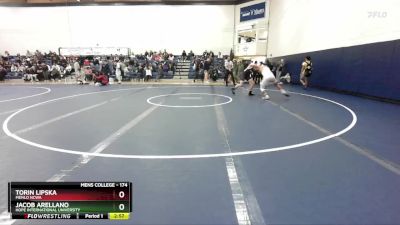 174 lbs Cons. Round 2 - Torin Lipska, Menlo NCWA vs Jacob Arellano, Hope International University