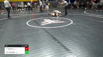 85 lbs Quarterfinal - Yusuf Islamov, Baldwin vs Garrett Ciampoli, Tyrone