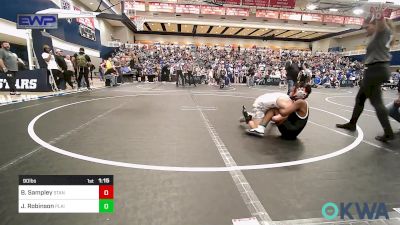 90 lbs Quarterfinal - Brendan Sampley, Standfast OKC vs Jakobe Robinson, Plainview Youth Wrestling Club